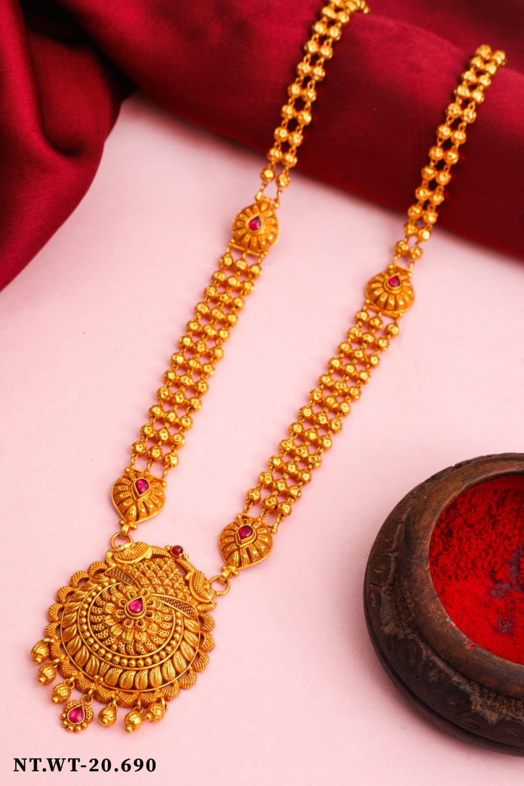 Ruby & Pearl Gold Necklace Set